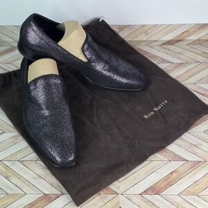 Ron White Men Shoes Loafer 42.5 Elliot Embossed Caviar Metallic Leather Italy